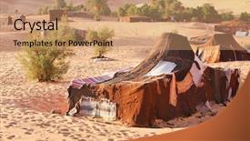  Presentation with sahara - Audience pleasing theme consisting of nomad berber tent backdrop and a coral colored foreground