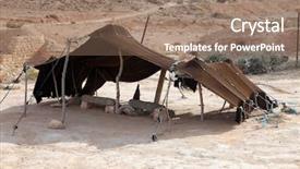  Presentation with tent - Cool new PPT theme with nomad tent backdrop and a coral colored foreground