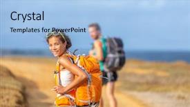  Presentation with mountain hiking - Audience pleasing slide deck consisting of outdoor travel adventure young tourist backdrop and a light blue colored foreground