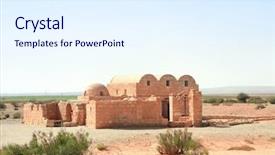  Presentation with middle east - Presentation theme with desert castle jordan middle east background and a sky blue colored foreground