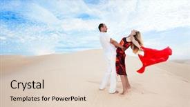  Presentation with dance beautiful couple dancing ballroom - PPT theme having desert dune with red background and a lemonade colored foreground