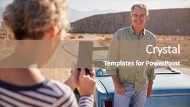  Presentation with husband and wife - Beautiful PPT theme featuring desert free - wife taking shot of her backdrop and a coral colored foreground