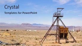  Presentation with gold mining - Beautiful presentation design featuring desert ghost town mining shaft backdrop and a light blue colored foreground