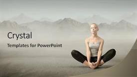  Presentation with mountain - Slides enhanced with desert horizon - beautiful woman meditating background and a light gray colored foreground