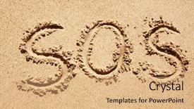  Presentation with sand - Beautiful PPT layouts featuring desert island - s o s written backdrop and a coral colored foreground