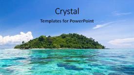  Presentation with island - PPT theme having desert island exotic getaway background and a light blue colored foreground