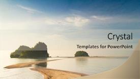  Presentation with marine - Cool new PPT theme with desert island marine fantasy backdrop and a soft green colored foreground