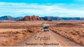  Presentation with landscape desert - Presentation theme having desert-landscape-of-the-bardenas background and a coral colored foreground