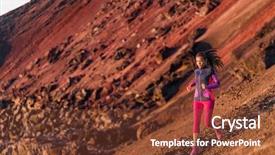  Presentation with running person - Presentation theme having desert mountains night - runner athlete running on mountain background and a tawny brown colored foreground