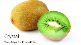  Presentation with kiwi fruit - Slides consisting of desert nourishment - kiwi macro shot - fresh background and a  colored foreground
