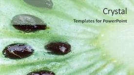  Presentation with kiwi - Presentation theme enhanced with desert nourishment - kiwi with seeds close-up background background and a soft green colored foreground