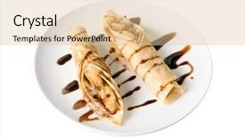  Presentation with pancake - Audience pleasing slide deck consisting of desert nourishment - pancake dessert at plate isolated backdrop and a  colored foreground