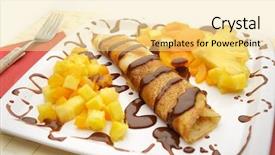  Presentation with pancake - Audience pleasing presentation theme consisting of desert nourishment - pancake dessert backdrop and a  colored foreground