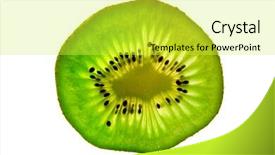  Presentation with slice of decorated cake - Audience pleasing slide deck consisting of desert nourishment - slice of kiwi backdrop and a  colored foreground