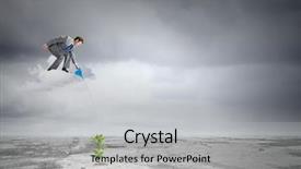  Presentation with businessman standing on maze - Presentation theme enhanced with desert nourishment - young businessman standing on cloud background and a  colored foreground