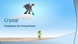  Presentation with cloud - Amazing presentation theme having desert nourishment - young businessman standing on cloud backdrop and a  colored foreground