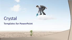  Presentation with cloud - Beautiful presentation theme featuring desert nourishment - young businessman standing on cloud backdrop and a sky blue colored foreground