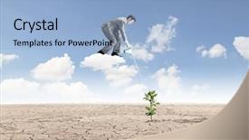  Presentation with cloud - PPT layouts with desert nourishment - young businessman standing on cloud background and a  colored foreground