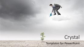  Presentation with cloud - Audience pleasing slides consisting of desert nourishment - young businessman standing on cloud backdrop and a light gray colored foreground