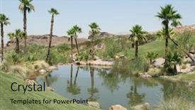  Presentation with golf course - PPT layouts with desert oasis - beautiful golf course and pond background and a seafoam green colored foreground