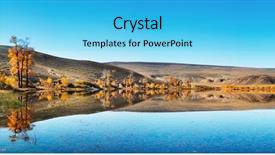  Presentation with oasis - Theme enhanced with desert oasis - landscape with still lake background and a light blue colored foreground