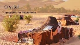  Presentation with sahara - Beautiful PPT theme featuring desert oasis - nomad berber tent backdrop and a coral colored foreground