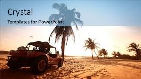  Presentation with oil palm tree - Presentation design having desert palm background and a light blue colored foreground