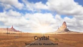  Presentation with shining light - Theme with desert road - gorgeous american highway monument valley background and a  colored foreground