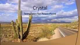  Presentation with saguaro - Slides enhanced with desert road - saguaro national park background and a light blue colored foreground