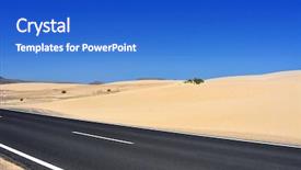  Presentation with park - Presentation design consisting of desert road - view of natural park background and a cobalt blue colored foreground