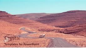  Presentation with adventure - PPT theme having desert-road-and-motorhome-driving background and a coral colored foreground