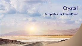  Presentation with death - Amazing slide deck having desert road leading through death backdrop and a light blue colored foreground