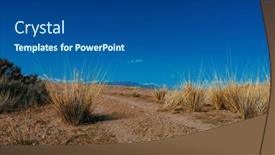  Presentation with tracks - PPT theme consisting of desert-road-with-tire-tracks background and a ocean colored foreground