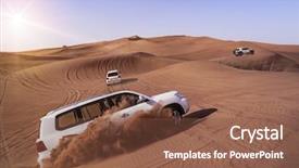  Presentation with sand dunes - Presentation theme consisting of desert safari suvs bashing background and a tawny brown colored foreground
