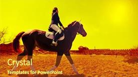  Presentation with stallion - PPT theme featuring desert stallion - beautiful girl with horse outdoors background and a crimson colored foreground