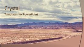  Presentation with national - Colorful presentation theme enhanced with desert sunset - canyonlands national park backdrop and a soft green colored foreground