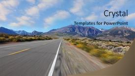  Presentation with speed - PPT theme featuring desert to the distant mountain background and a light blue colored foreground