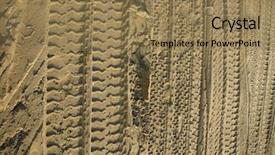  Presentation with tyre - Slide deck consisting of desert tyre marks - tire tracks on the sand background and a coral colored foreground