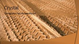  Presentation with tracks - Audience pleasing presentation theme consisting of desert tyre marks - tire tracks on the sand backdrop and a gold colored foreground