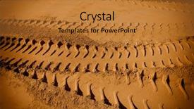  Presentation with tracks - Presentation theme having desert tyre marks - tire tracks on the sand background and a gold colored foreground