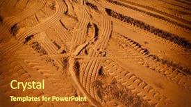  Presentation with tracks - Amazing slide deck having desert tyre marks - tire tracks on the sand backdrop and a tawny brown colored foreground