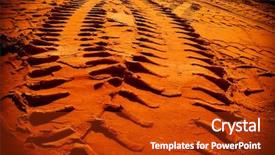  Presentation with tracks - PPT theme featuring desert tyre marks - tire tracks on the sand background and a crimson colored foreground