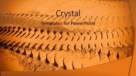  Presentation with tracks - Amazing PPT theme having desert tyre marks - tire tracks on the sand backdrop and a  colored foreground