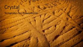  Presentation with tracks - PPT layouts with desert tyre marks - tire tracks on the sand background and a gold colored foreground