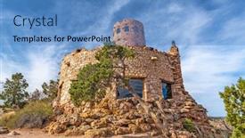  Presentation with arizona desert - Beautiful theme featuring desert-view-watchtower backdrop and a teal colored foreground