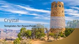  Presentation with arizona desert - Slide set with desert-view-watchtower background and a light blue colored foreground