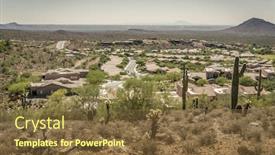  Presentation with arizona desert - PPT theme featuring desert vista with mountain side community in arizona background and a tawny brown colored foreground