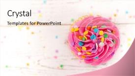  Presentation with cup cake - Amazing presentation having colorful cup cake on wooden backdrop and a pink colored foreground