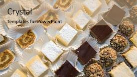  Presentation with diversity - Presentation theme having diversity of delicious pastry background and a coral colored foreground