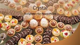  Presentation with diversity - Presentation theme having diversity of pastry decorated with fruit background and a coral colored foreground